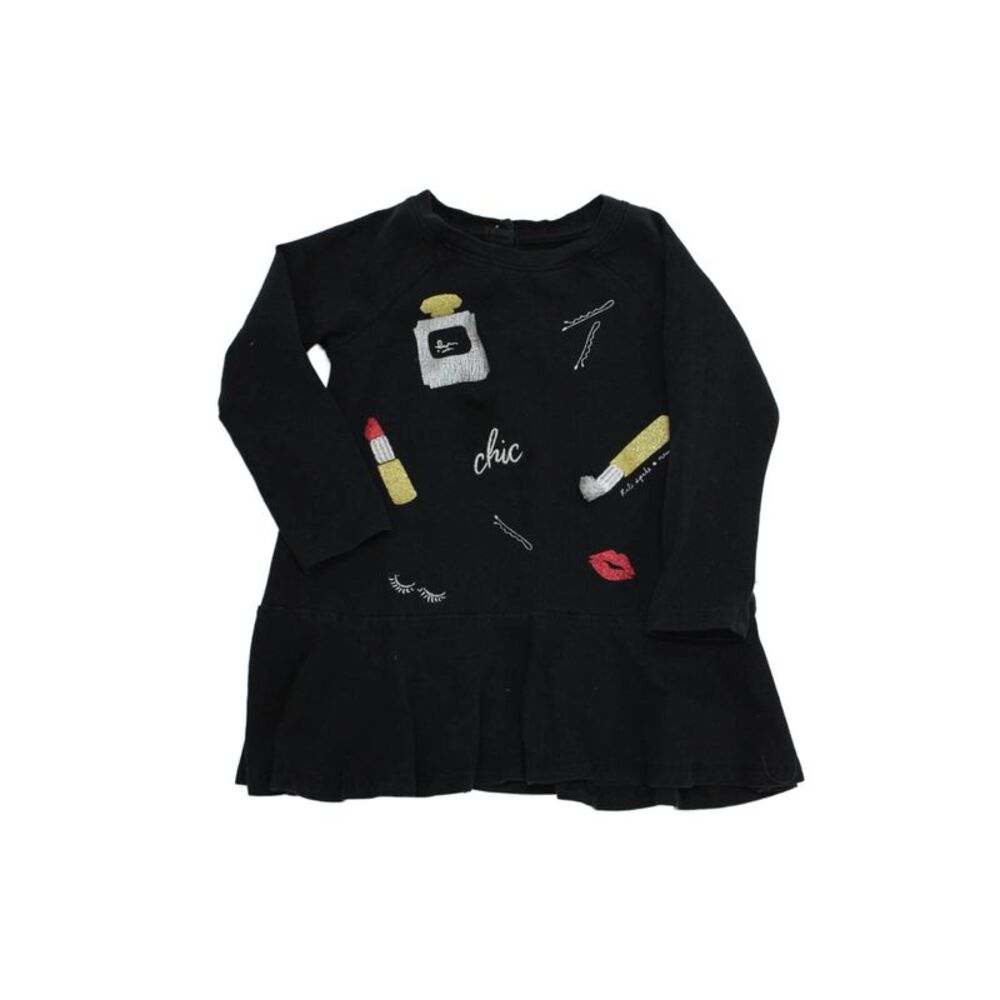 Kate Spade New York Girls Cotton Graphic Print Dress Black Size 18M